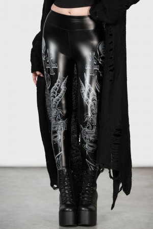 Killstar Screech Owl Leggings Negros | 49651-NUKD