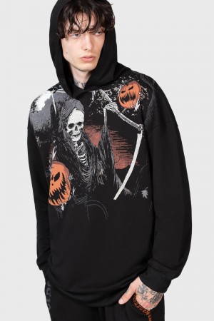 Killstar Scythe Oversized Hoodie Negros | 20564-XWRY
