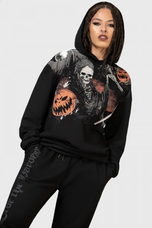 Killstar Scythe Oversized Hoodie Negros | 59028-EJHV
