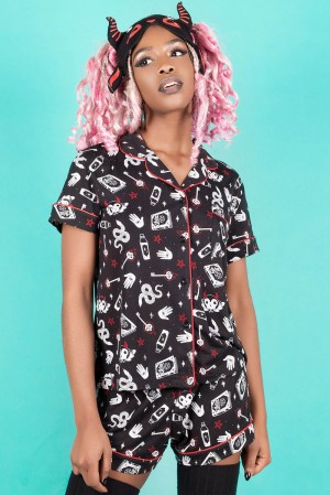 Killstar See U In Hell Lounge Set Negros | 45691-PHCA