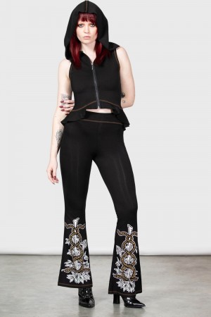 Killstar Serpent's Trick Bootcut Trousers Negros | 59012-DTUG
