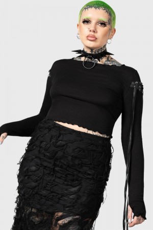 Killstar Shailagh Long Sleeve Top Negros | 71986-FKQX