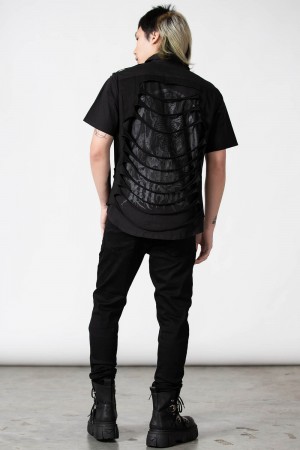Killstar Shayde Button-Up Shirt Negros | 62403-GUIS