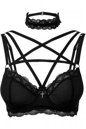 Killstar She Bites Encaje Bra [B] Negros | 15324-WEBV