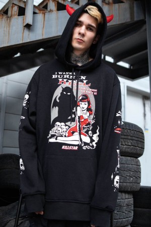 Killstar She Devil Hoodie Negros | 05216-FIAD