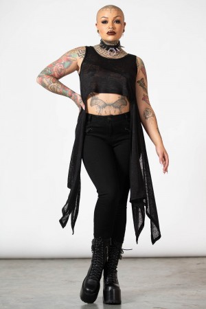Killstar Shirley Crop Vest Negros | 53018-FNSP