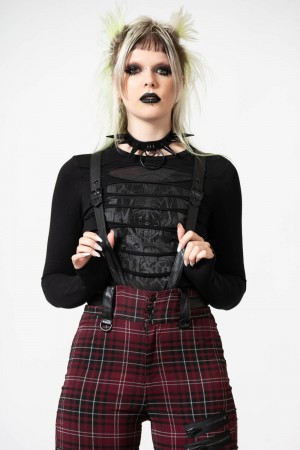 Killstar Sirena Slashed Long Sleeve Top Negros | 31465-UIHK