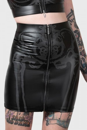 Killstar Skellington Skirt Negros | 39576-ADQV