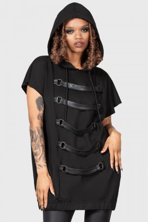 Killstar Skonnad Sin Manga Hoodie Negros | 50814-XQEN