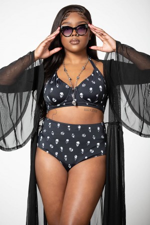 Killstar Skulls 2-Piece Swimsuit Negros | 39704-GILS