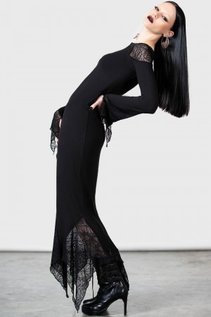 Killstar Spiderella Vestido Negros | 41950-XWAT