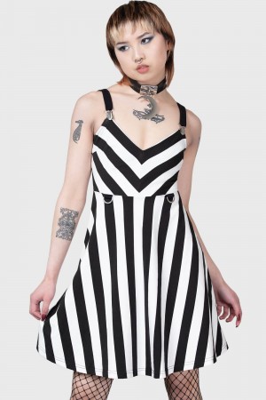 Killstar Stripe O Negative Vestido Negros Blancos | 28941-QWCD
