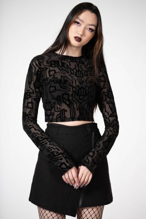 Killstar Strobe Mesh Crop Top Negros | 30527-ESRL