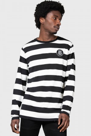 Killstar Sub-Urban Gothic Long Sleeve Top Negros Blancos | 92134-JXVI