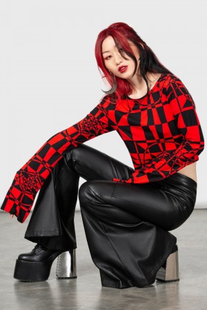 Killstar Suspiria Mood Crop Top [BLACK/RED] Rojos | 76953-HZBQ