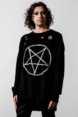 Killstar Unholy Knit Sueter Negros | 04139-BDUJ