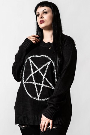 Killstar Unholy Knit Sueter Negros | 57689-MSIU