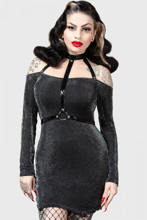Killstar Valak Bodycon Vestido Negros | 13865-IJUB