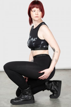 Killstar Vampyre Lunge Panelled Leggings Negros | 86291-TYUW