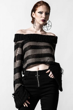 Killstar Visage Knit Sueter Grises | 30267-ZBUY