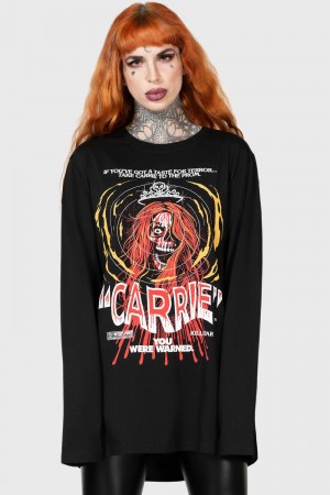 Killstar Warned Long Sleeve Top Negros | 34872-TRUS
