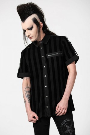 Killstar Wastelands Button-Up Shirt Negros | 98426-PBRU