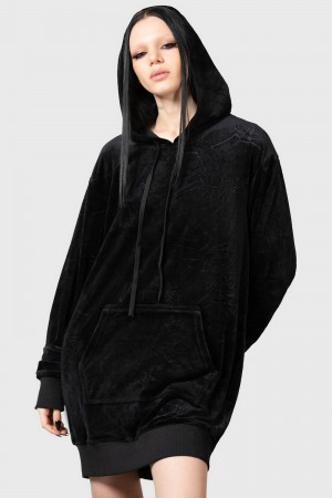 Killstar Webmare Longline Hoodie Negros | 42671-UCGD