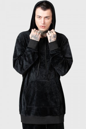 Killstar Webmare Longline Hoodie Negros | 34961-GIVB