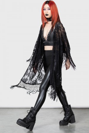 Killstar Witch Hazel Encaje Kimono Negros | 78913-DRZP