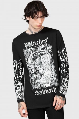 Killstar Witches' Sabbath Long Sleeve Top Negros Blancos | 01654-VAMR