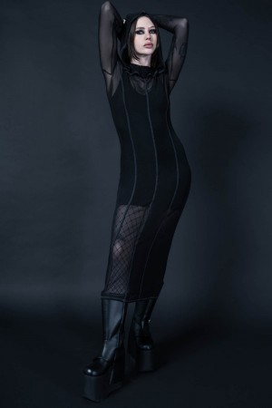Killstar Witchz Hoard Midi Vestido Negros | 48092-GCKS