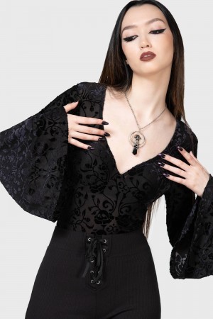 Killstar Woodland Gleam Long Sleeve Top Negros | 04592-BXGW