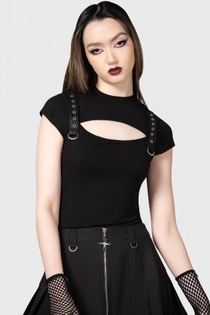 Killstar Xara Keyhole Top Negros | 37140-ZQVI