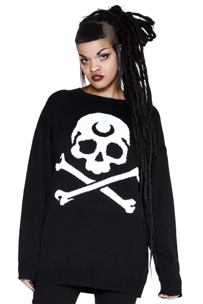 Killstar 2 The Bone Knit Sueter Negros | 48571-SOQJ