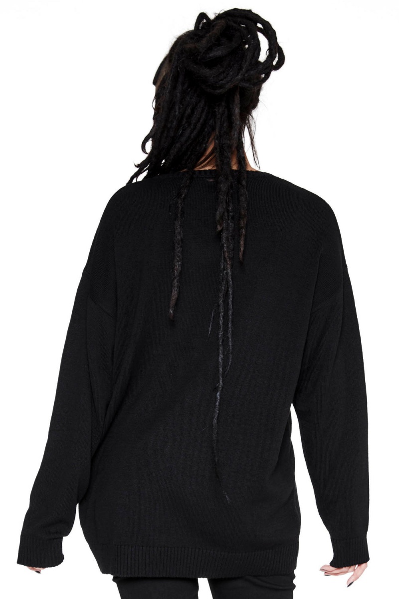 Killstar 2 The Bone Knit Sueter Negros | 48571-SOQJ