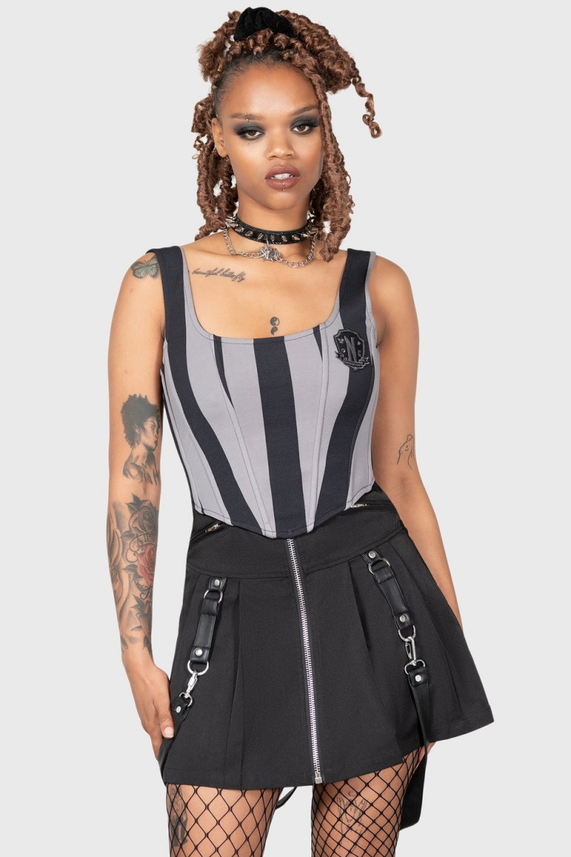 Killstar Abhor Corset Top Grises | 12586-NRMH