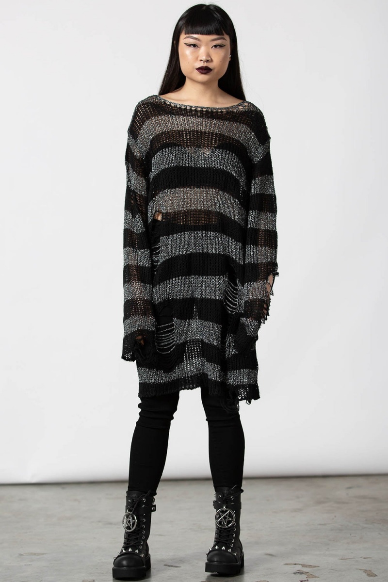 Killstar Abyss Knit Sueter Grises | 24365-JOKW