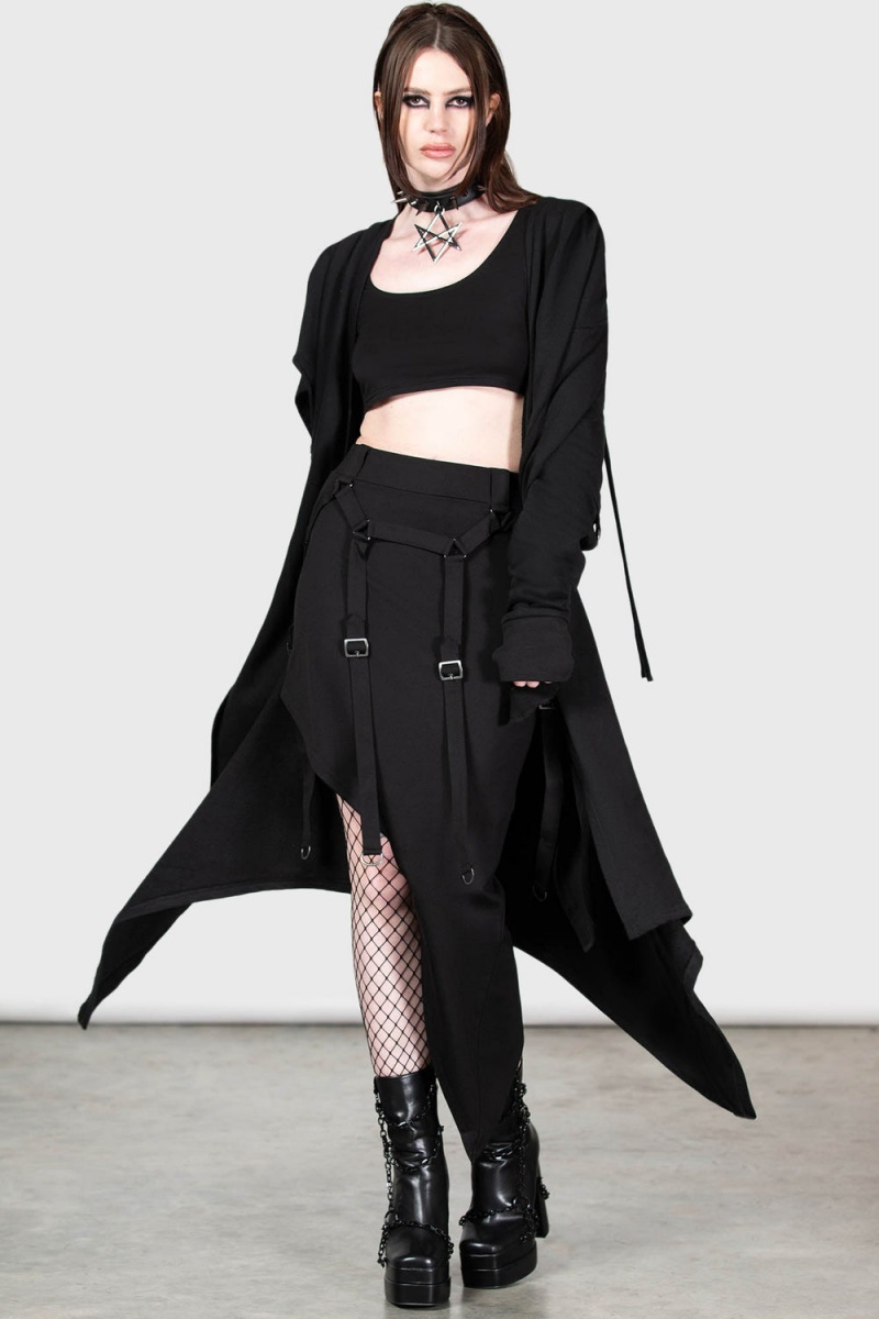 Killstar Acacia's Poison Midi Skirt Negros | 57193-WMTX