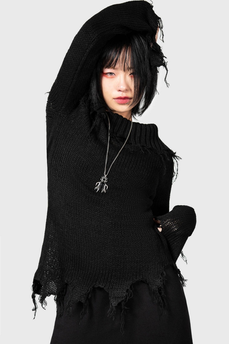 Killstar Aelfwine Asymmetric Sueter Negros | 37951-XKSE