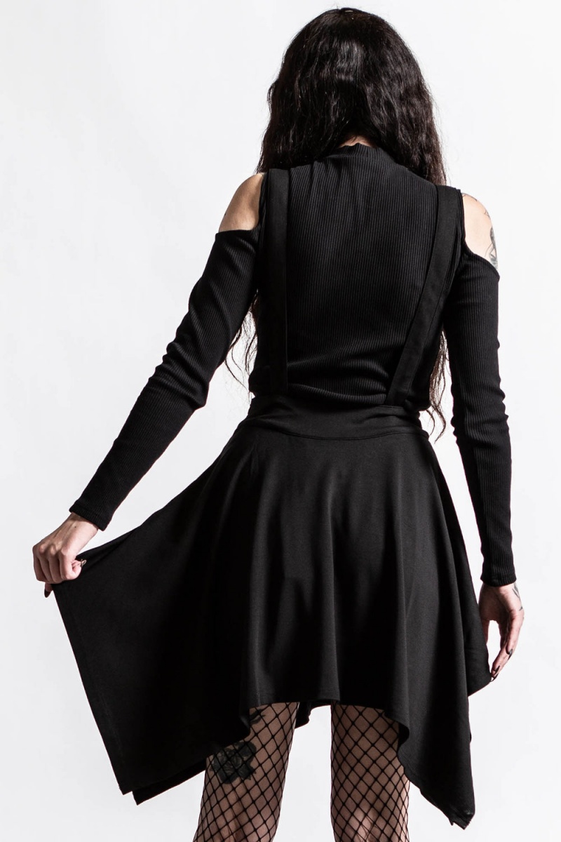Killstar Aggie Suspender Skirt Negros | 23165-RPDQ