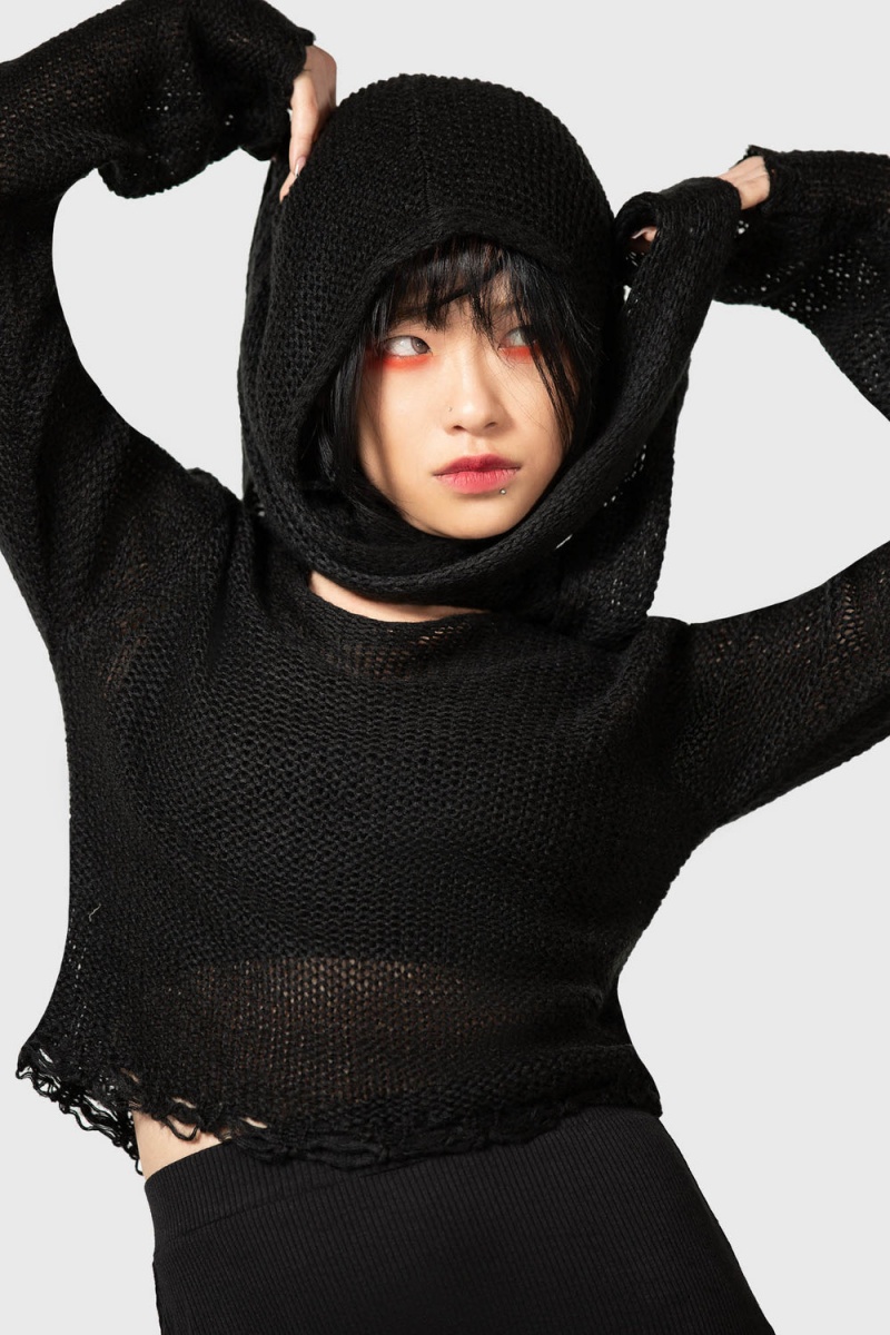 Killstar Aillean Encapuchado Wrap Negros | 86032-YNQC
