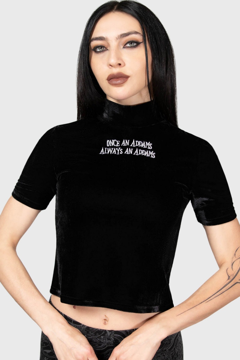 Killstar Allergic To Colour Velvet Top Negros | 73015-ZYBR