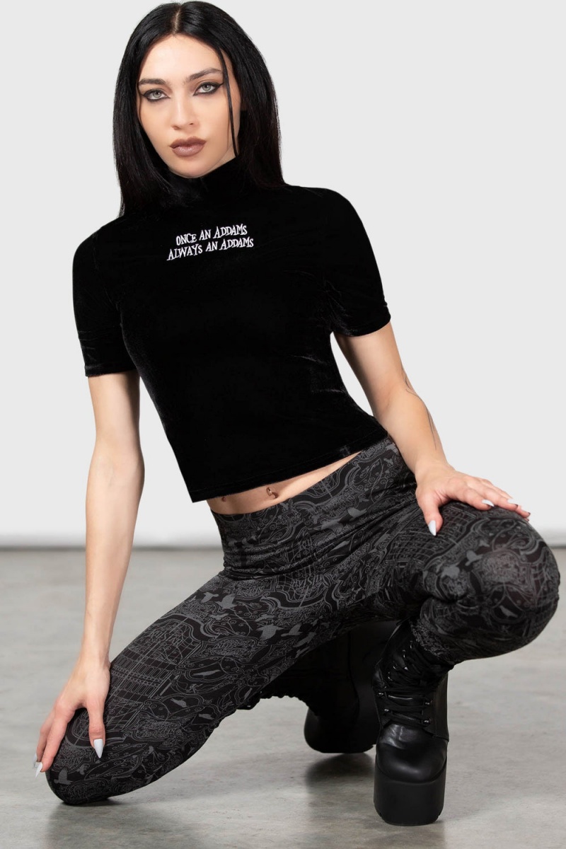 Killstar Allergic To Colour Velvet Top Negros | 73015-ZYBR