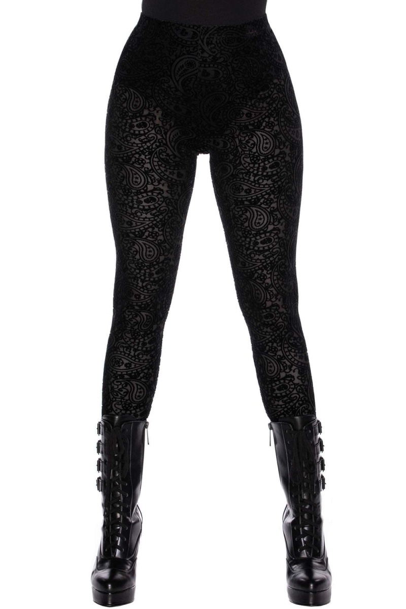Killstar Althea\'s Evil Velvet Leggings Negros | 12345-VCAD