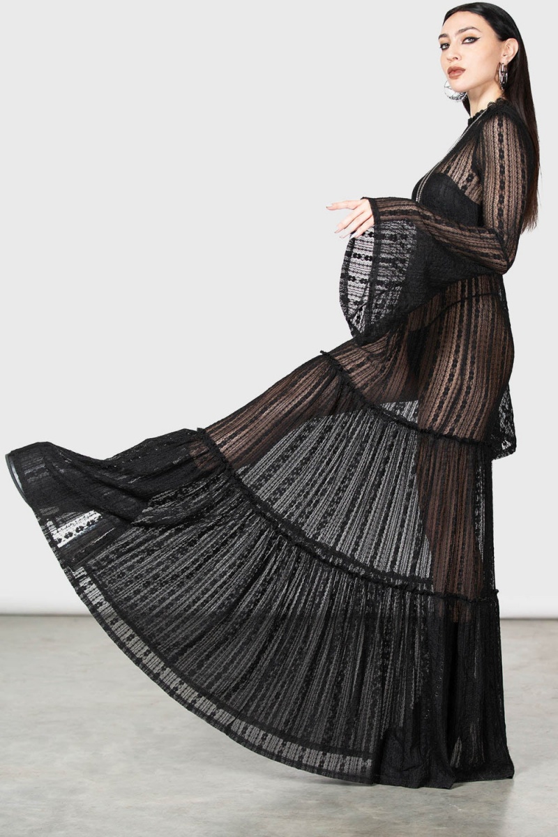 Killstar Amanita's Sorrow Maxi Vestido [B] Negros | 48290-ZJAU