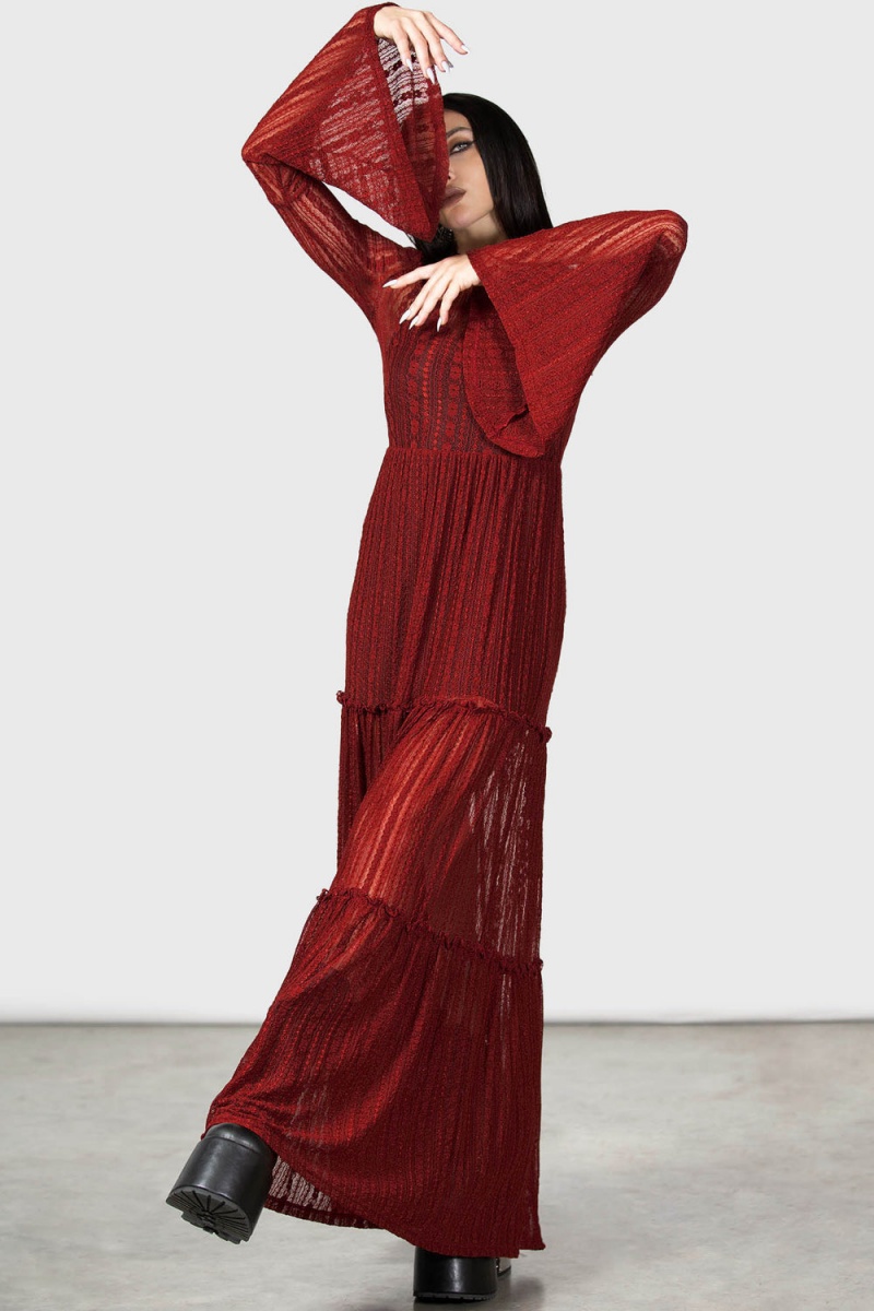 Killstar Amanita's Sorrow Maxi Vestido [RED] Rojos | 62408-YWXZ