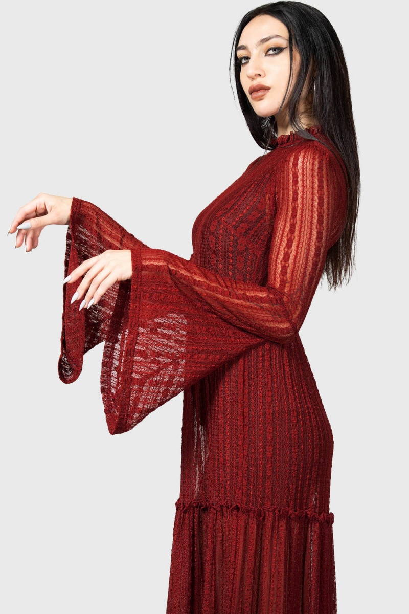 Killstar Amanita's Sorrow Maxi Vestido [RED] Rojos | 62408-YWXZ