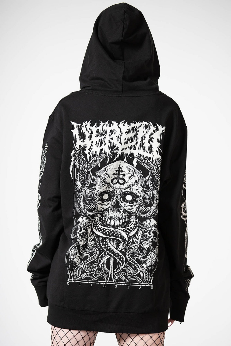 Killstar Anders Zip-Up Hoodie Negros | 43812-VJSZ