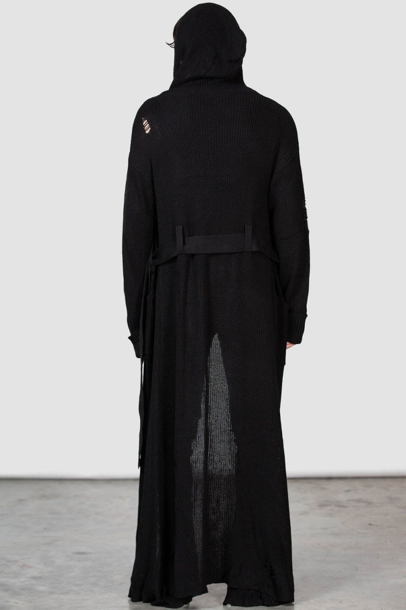 Killstar Apparitions Long Cardigan Negros | 72409-TJEP