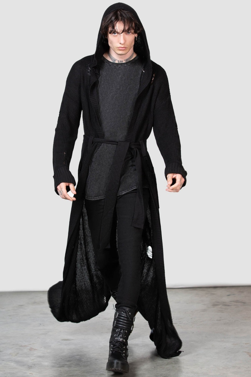 Killstar Apparitions Long Cardigan Negros | 72409-TJEP